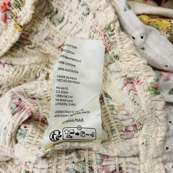 NWT FREE PEOPLE M Favorite Girl Cream Tea Party Combo Top Smocked Floral Cottage - Picture 11 of 16